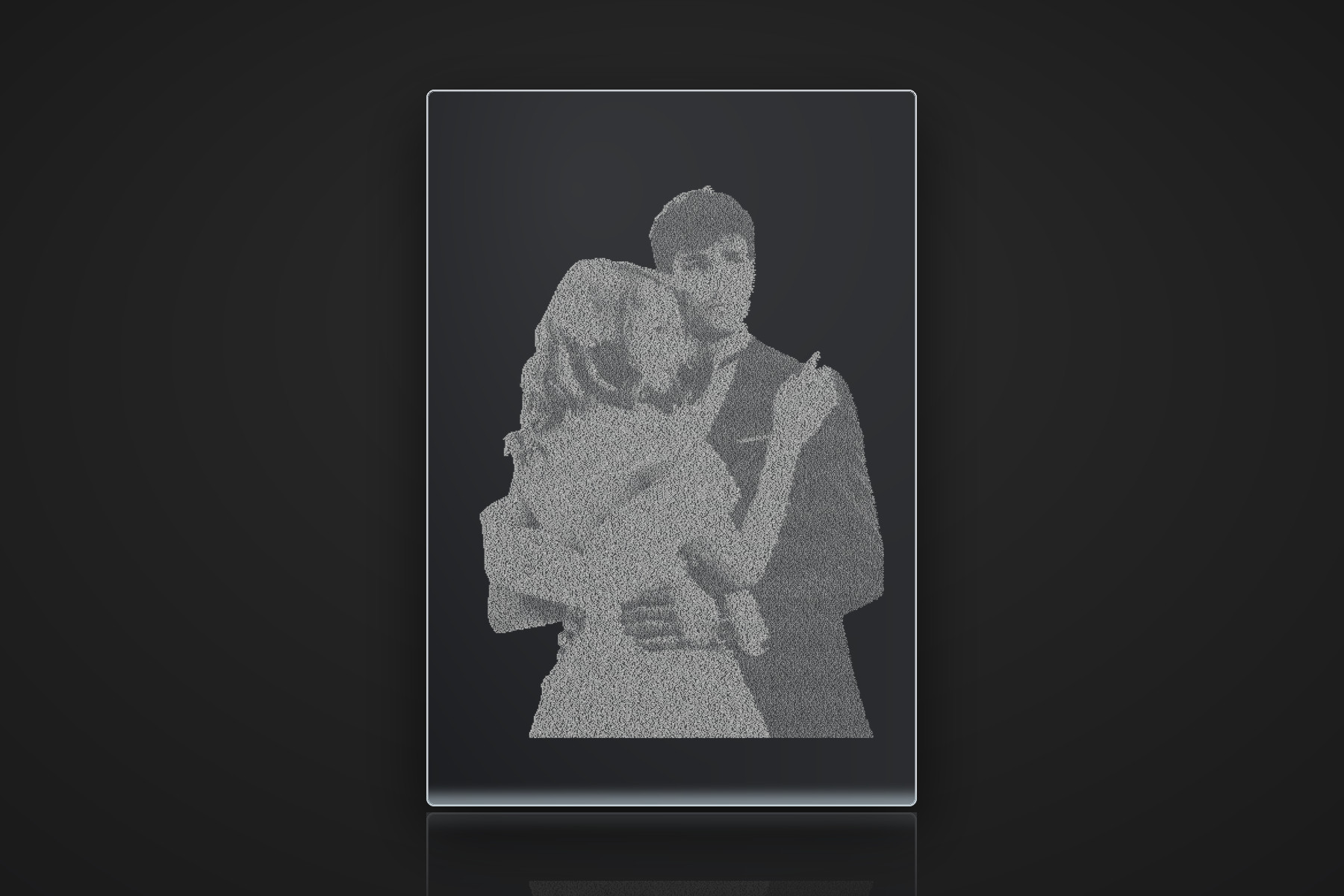 Engraved text portrait — Clear Acrylic