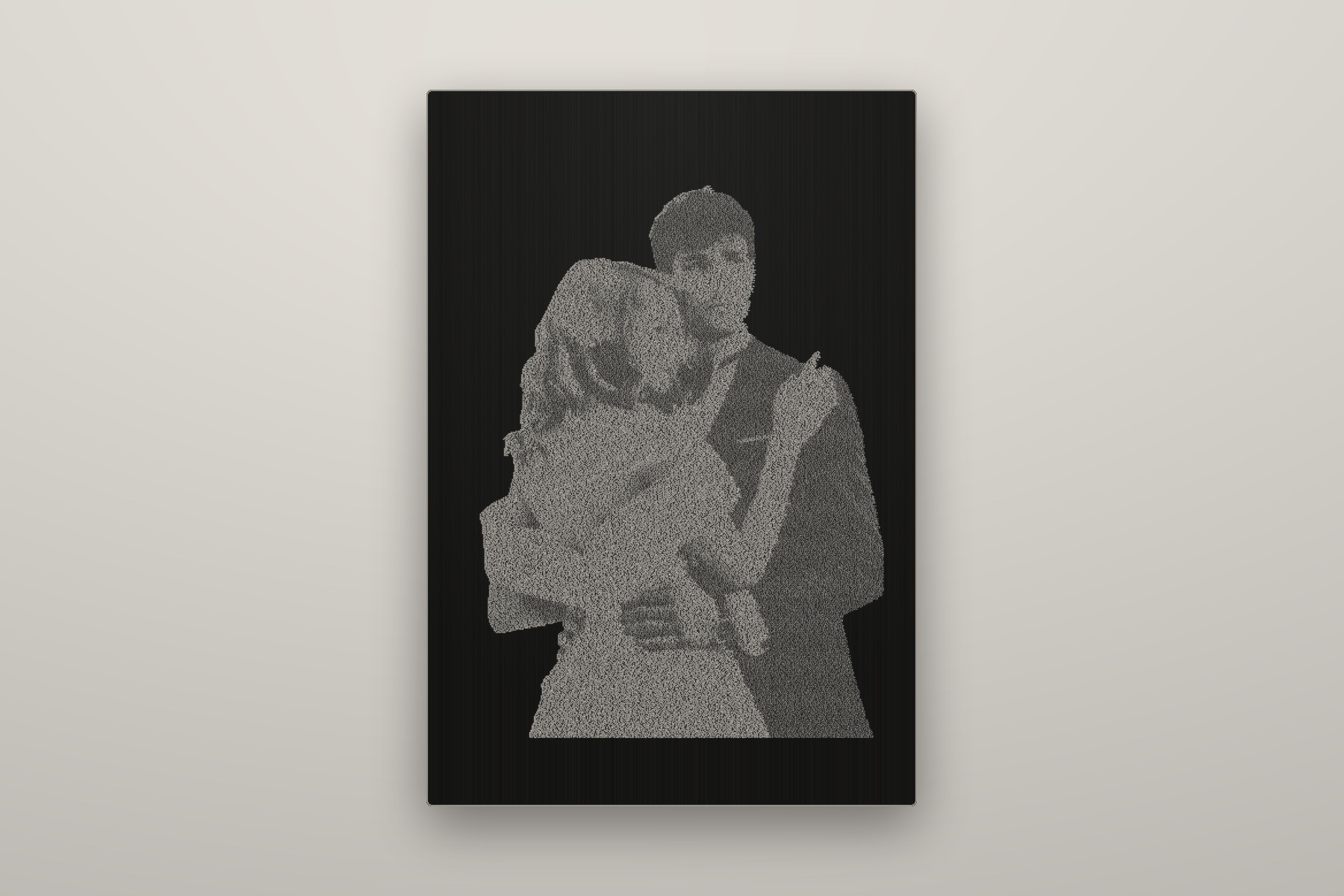 Engraved text portrait — Anodised Black Stainless